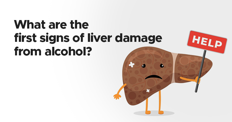 What are the first signs of liver damage from alcohol